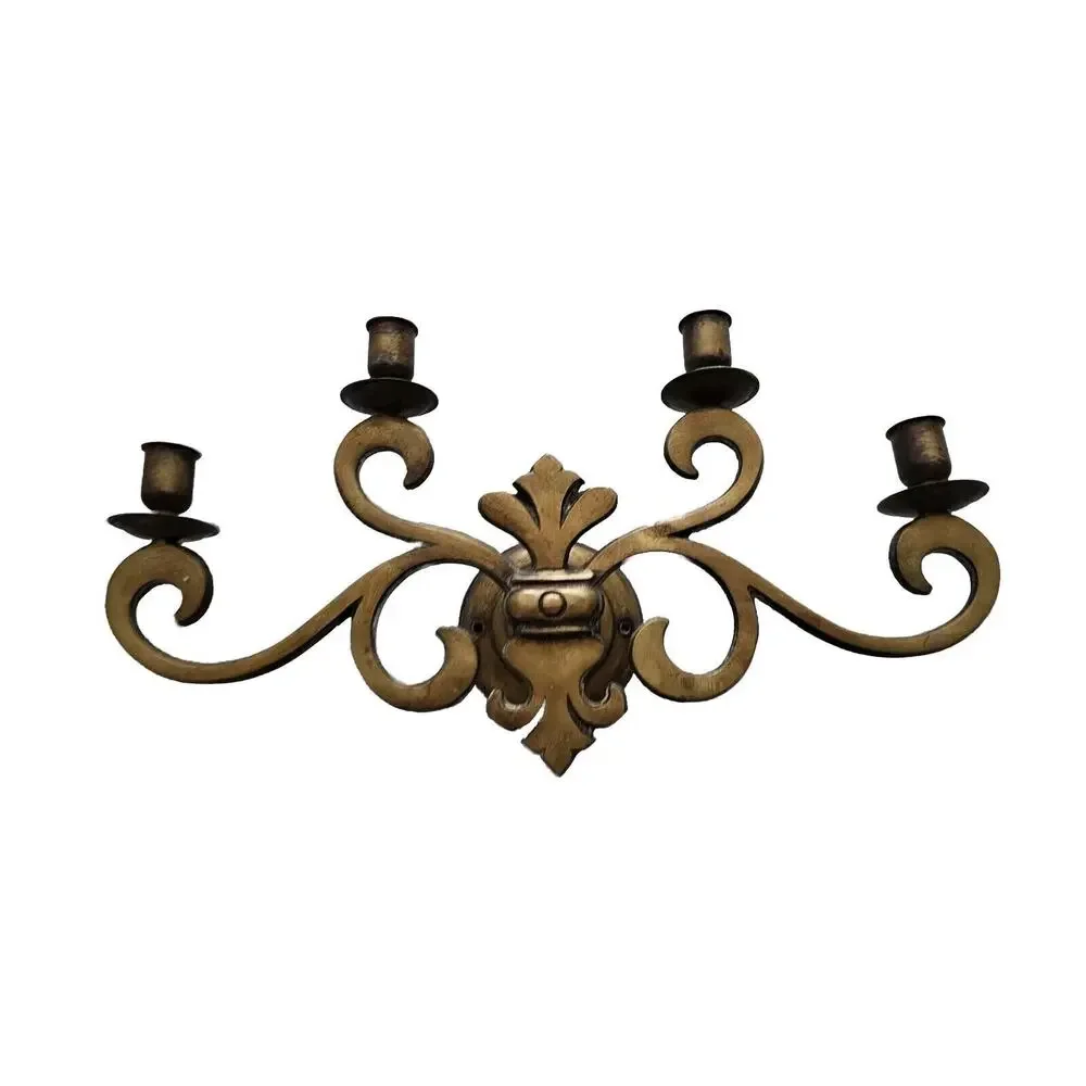 Brass Wall Sconce Candle Holder 4 Arm Vintage Antique 18 X 10